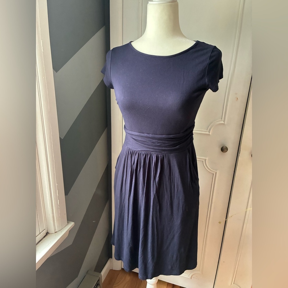 Boden Blue Pleated Fit and Flare Midi Dress